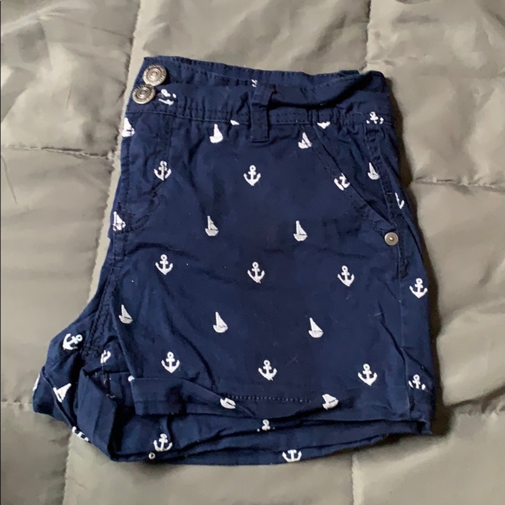 Navy Blue Shorts with Nautical Pattern